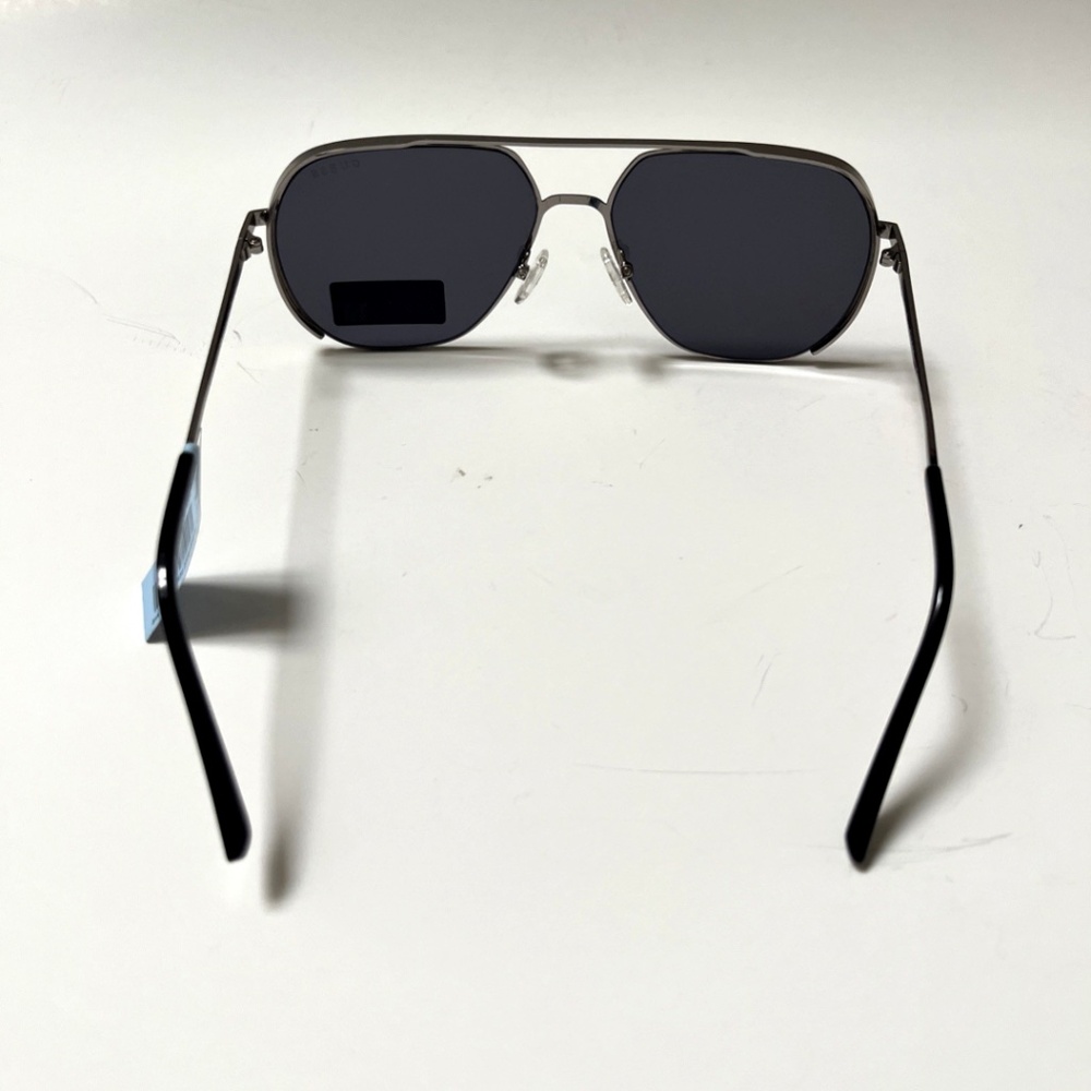 New GUESS Double Bridge Aviator Sunglasses GO00064 Silver Black Lens - Picture 3 of 7